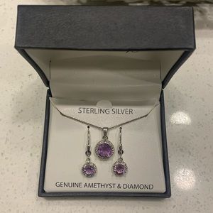 Amethyst earrings and necklace. New in box. February birthstone